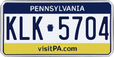 PA license plate KLK5704