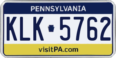 PA license plate KLK5762