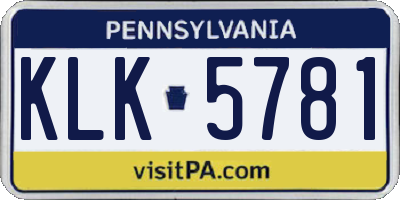 PA license plate KLK5781