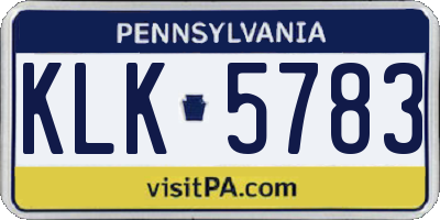 PA license plate KLK5783