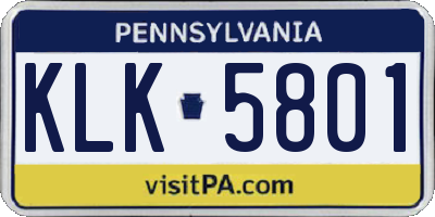 PA license plate KLK5801