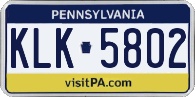 PA license plate KLK5802
