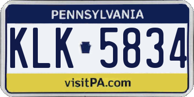 PA license plate KLK5834