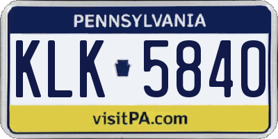 PA license plate KLK5840