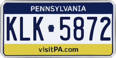 PA license plate KLK5872