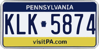 PA license plate KLK5874