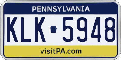PA license plate KLK5948