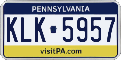 PA license plate KLK5957