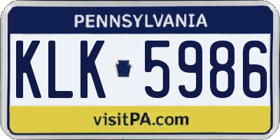 PA license plate KLK5986