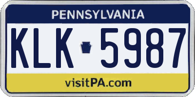 PA license plate KLK5987