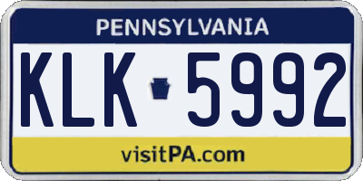 PA license plate KLK5992