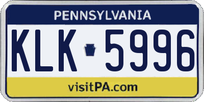 PA license plate KLK5996