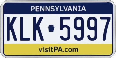 PA license plate KLK5997