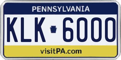 PA license plate KLK6000
