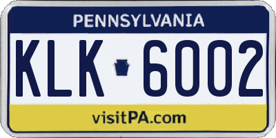 PA license plate KLK6002