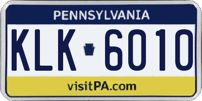 PA license plate KLK6010