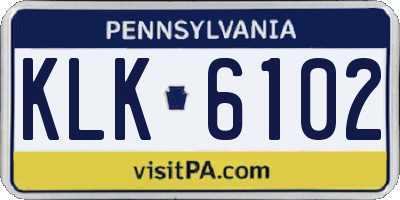 PA license plate KLK6102