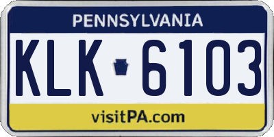 PA license plate KLK6103