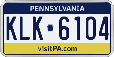 PA license plate KLK6104