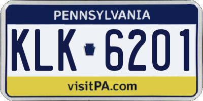 PA license plate KLK6201