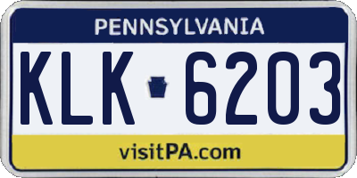 PA license plate KLK6203