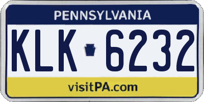 PA license plate KLK6232