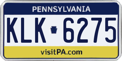 PA license plate KLK6275