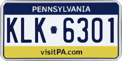 PA license plate KLK6301