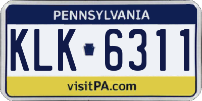 PA license plate KLK6311