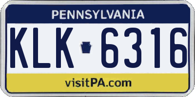 PA license plate KLK6316