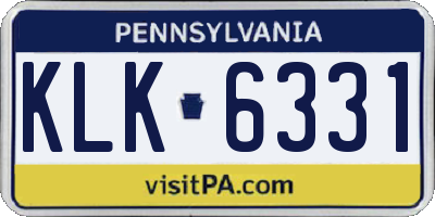 PA license plate KLK6331