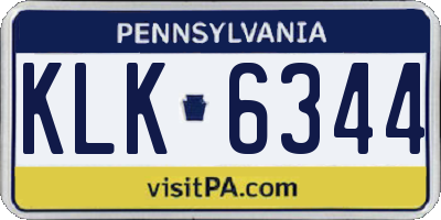 PA license plate KLK6344
