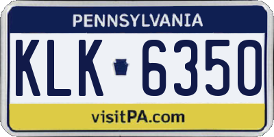 PA license plate KLK6350