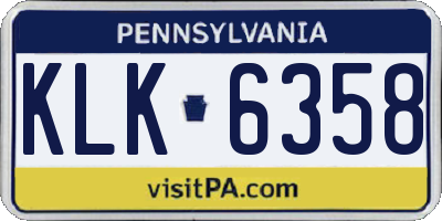 PA license plate KLK6358
