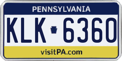 PA license plate KLK6360