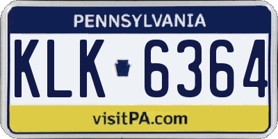 PA license plate KLK6364