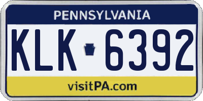 PA license plate KLK6392