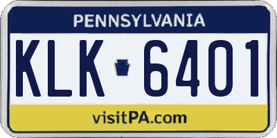 PA license plate KLK6401