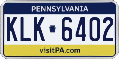 PA license plate KLK6402