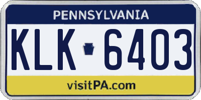 PA license plate KLK6403