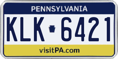 PA license plate KLK6421