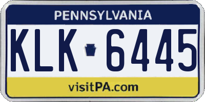 PA license plate KLK6445