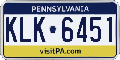 PA license plate KLK6451