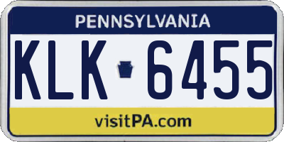PA license plate KLK6455