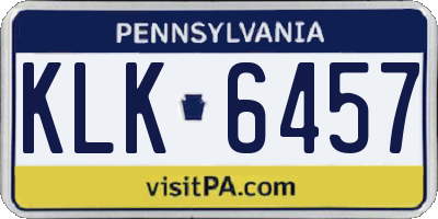PA license plate KLK6457