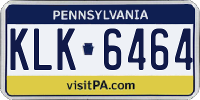 PA license plate KLK6464