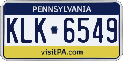 PA license plate KLK6549