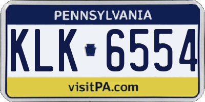 PA license plate KLK6554