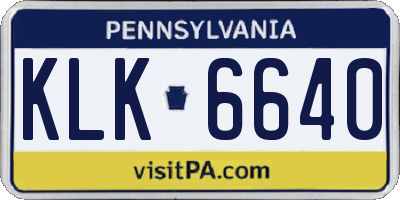 PA license plate KLK6640