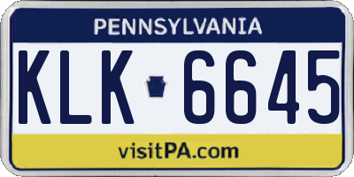 PA license plate KLK6645